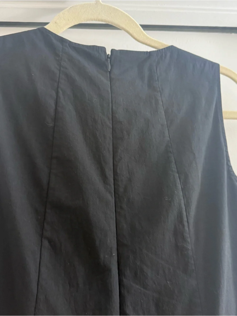 COS Waisted Pleated Sleeveless Midi Dress Black High Low Hem Small Minimalist - Picture 11 of 11